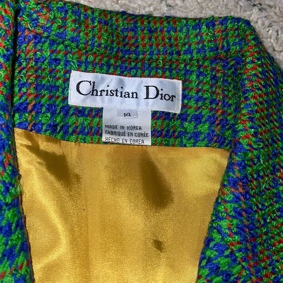 🎉🎉HOST PIC🎉🎊Vintage Christian Dior Tweed Houndstooth MultiColor Blazer🔥NWOT - Picture 5 of 13